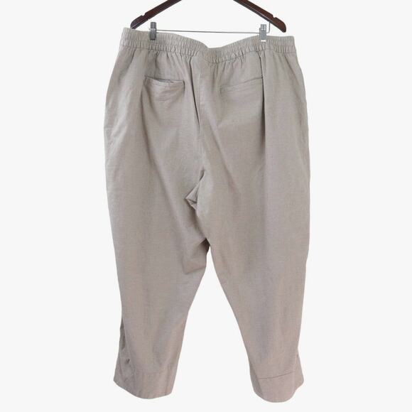 Lane Bryant Size 24 Linen Blend Slim Ankle Mid Rise Elastic Waist Beige - Picture 5 of 9